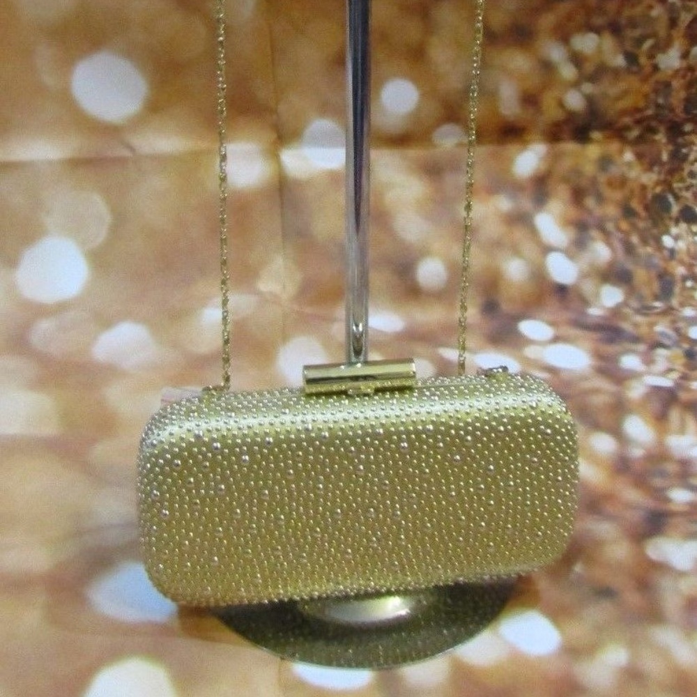 J BLUES Gold Studded Chain Strap Evening Clutch